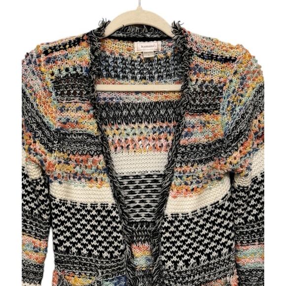 Kamana Multicolor Open Weave Open Front Fringe Cardigan Small Acrylic - Picture 4 of 7